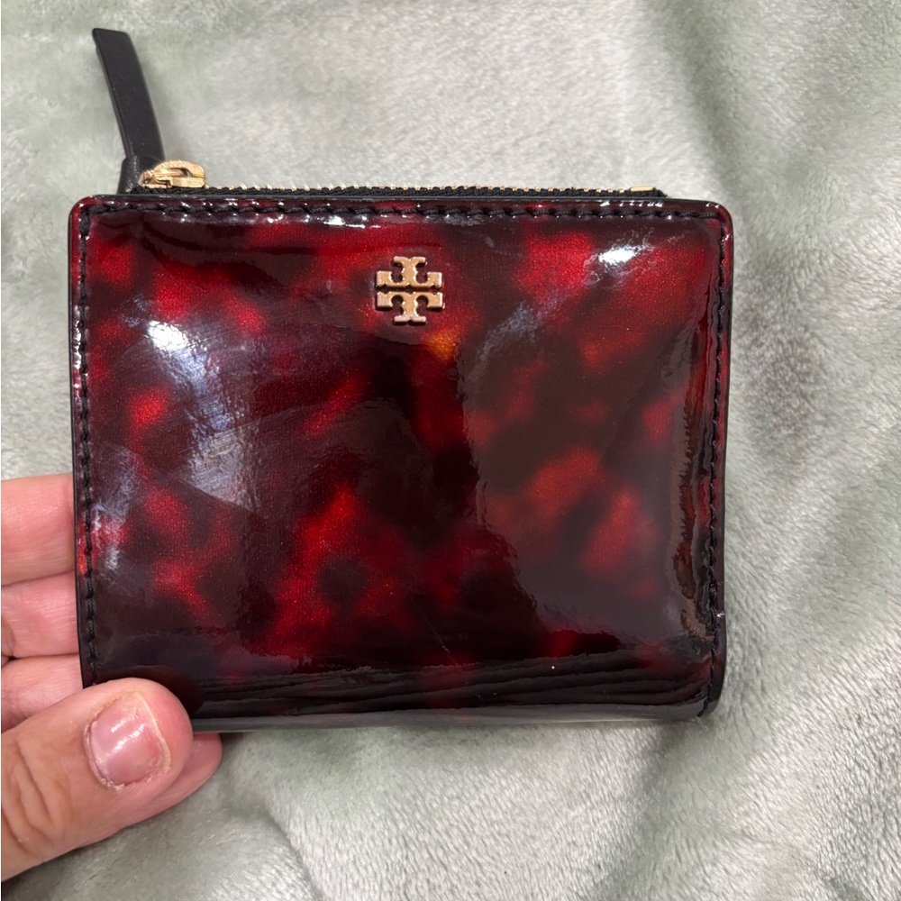 Tory Burch Red and Black Patent Wallet